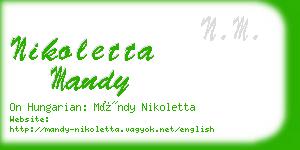 nikoletta mandy business card